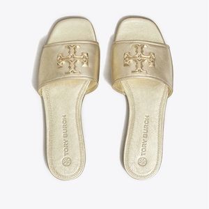 NIB Tory Burch Eleanor Slide Metallic gold leather- sz 9.5 Style:91213